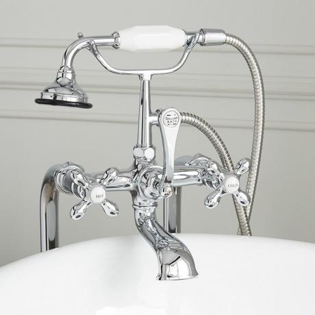 Freestanding Telephone Tub Faucet, Supplies & Valves - Cross Handles