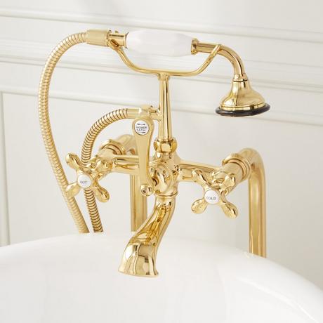 Freestanding Telephone Tub Faucet, Supplies & Valves - Cross Handles