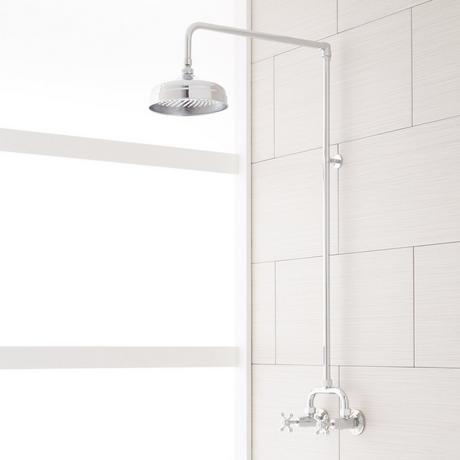 Baudette Exposed Pipe Wall-Mount Shower With Rainfall Shower Head
