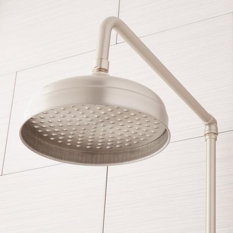 Baudette Exposed Pipe Wall-Mount Shower With Rainfall Shower Head