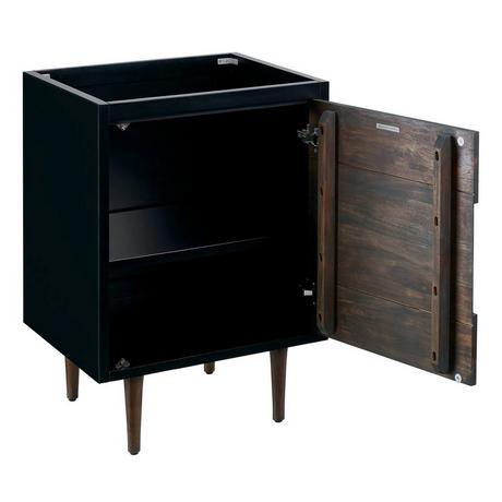 24" Bivins Teak Bathroom Vanity for Rectangular Undermount Sink - Java/Black