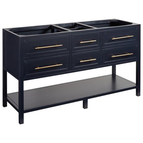 60" Robertson Mahogany Console Double Vanity for Rectangular Undermount Sinks - Midnight Navy Blue