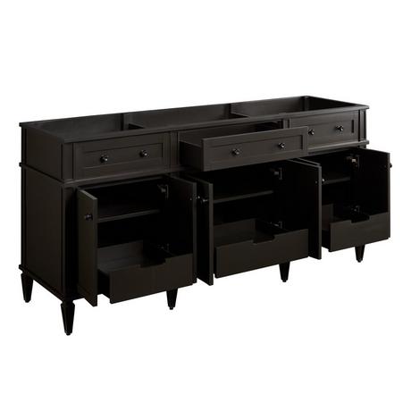 72" Elmdale Double Vanity for Rectangular Undermount Sinks - Charcoal Black