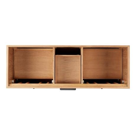 60" Aliso Teak Double Vanity for Undermount Sinks - Natural Teak