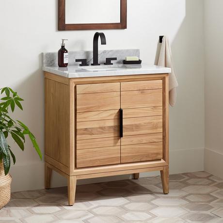 30" Aliso Teak Vanity for Rectangular Undermount - Natural Teak