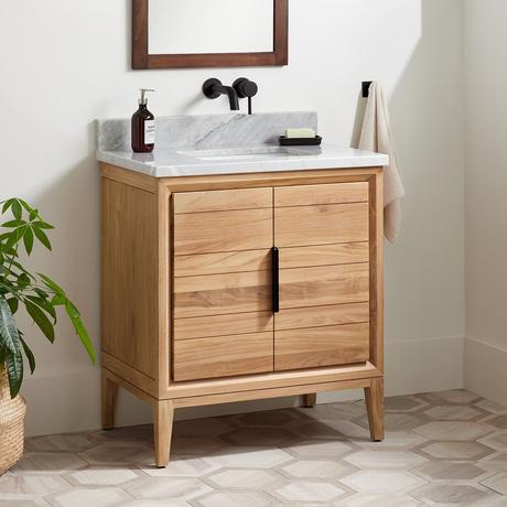 30" Aliso Teak Vanity for Rectangular Undermount - Natural Teak