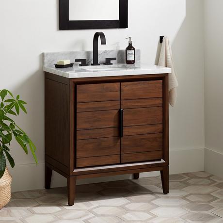 30" Aliso Teak Vanity for Rectangular Undermount - Java
