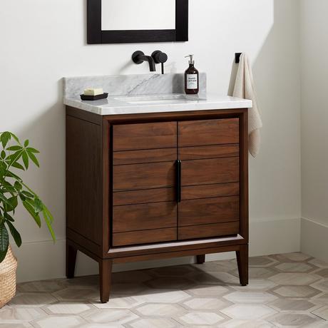 30" Aliso Teak Vanity for Rectangular Undermount - Java