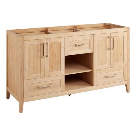 60" Burfield Bamboo Double Vanity for Rectangular Undermount Sinks - Natural Bamboo