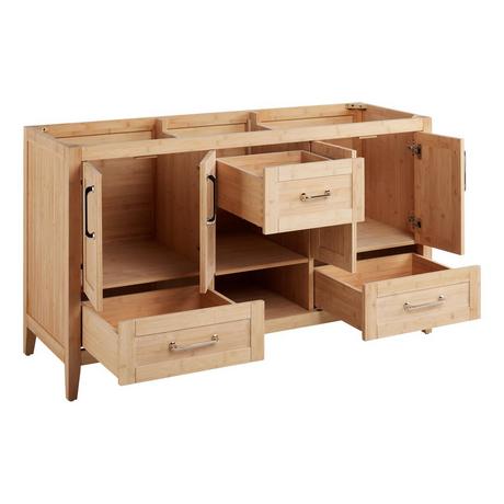 60" Burfield Bamboo Double Vanity for Rectangular Undermount Sinks - Natural Bamboo