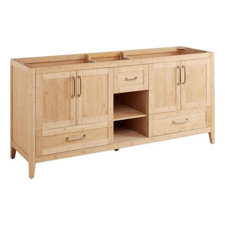72" Burfield Bamboo Double Vanity for Rectangular Undermount Sinks - Natural Bamboo