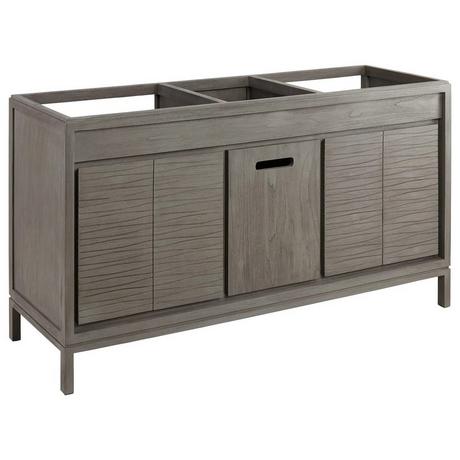60" Becker Teak Vanity for Rectangular Undermount Sinks - Gray Wash