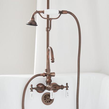 Gooseneck Shower Conversion Kit with Hand Shower - 60" x 27" D Style Shower Ring