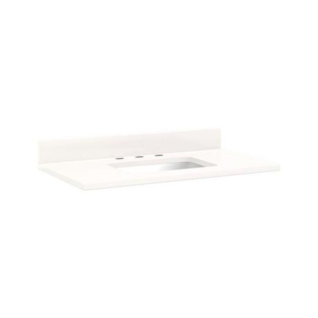 37"x 22" 3cm Quartz Vanity Top for Rectangular Undermount Sink - Arctic White - White Porcelain Sink