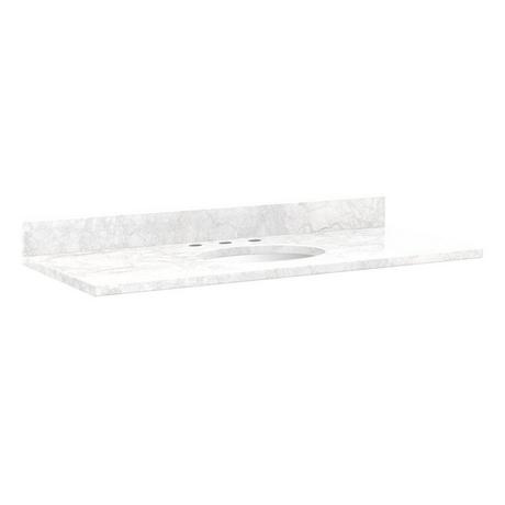 49" x 22" 3cm Marble Vanity Top for Undermount Sink - 8" Faucet Holes - Carrara - White Sink