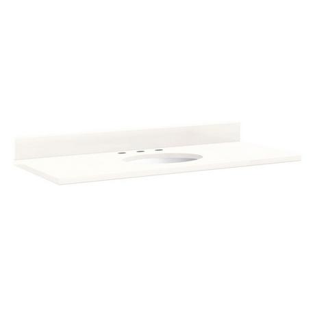 49" x 22" 3cm Quartz Vanity Top for Undermount Sink - Arctic White - White Porcelain Sink