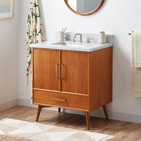 30" Novak Teak Vanity with Rectangular Undermount Sink - Teak
