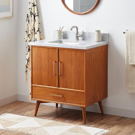 30" Novak Teak Vanity with Rectangular Undermount Sink - Teak