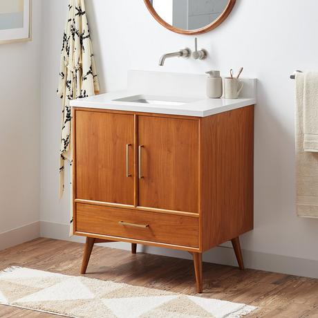 30" Novak Teak Vanity with Rectangular Undermount Sink - Teak