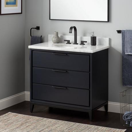 36" Hytes Mahogany Vanity With Undermount Sink - Midnight Navy Blue