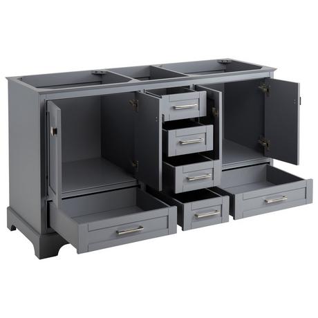 60" Quen Double Vanity With Rectangular Undermount Sinks - Gray