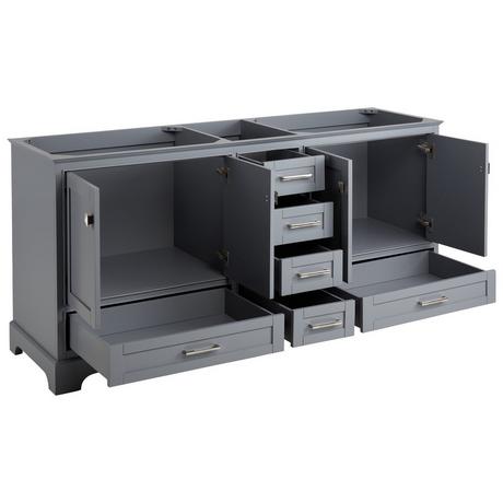 72" Quen Double Vanity With Rectangular Undermount Sinks - Gray