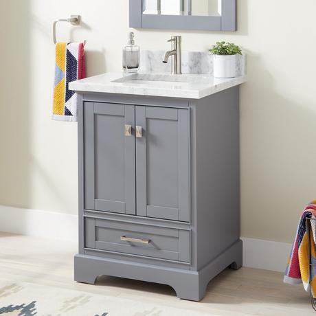24" Quen Vanity With Rectangular Undermount Sink - Gray