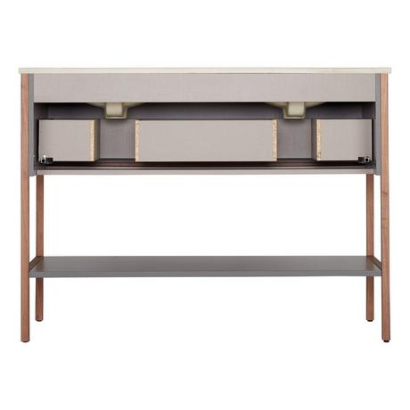 48" Bisbee Console Double Vanity and Sinks - Muted Gray with Warm Oak Frame