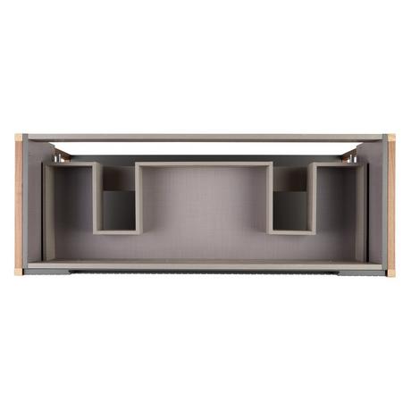 48" Bisbee Console Double Vanity and Sinks - Muted Gray with Warm Oak Frame