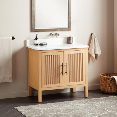 36" Ayanna Mindi Vanity with Undermount Sink - Natural Mindi