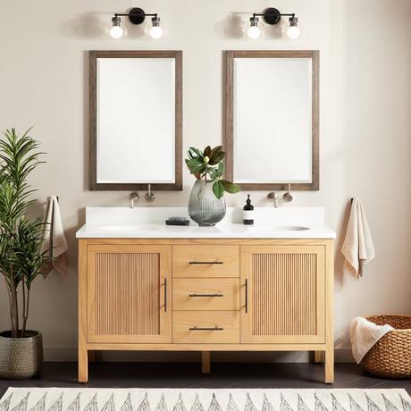 60" Ayanna Mindi Double Vanity with Undermount Sinks - Natural Mindi