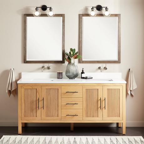 72" Ayanna Mindi Double Vanity with Rectangular Undermount Sinks - Natural Mindi