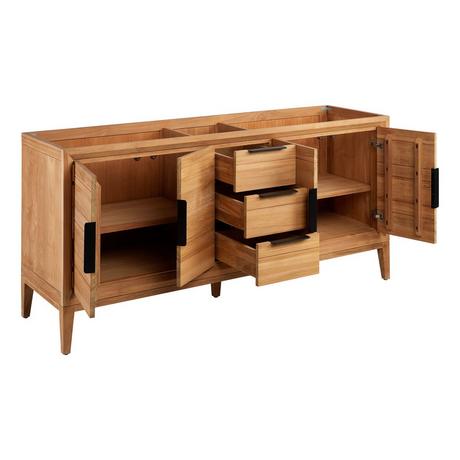 72" Aliso Teak Double Vanity with Rectangular Undermount Sink - Natural Teak