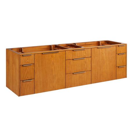 72" Dita Wall-Mount Double Vanity with Rectangular Undermount Sinks - Honey Oak