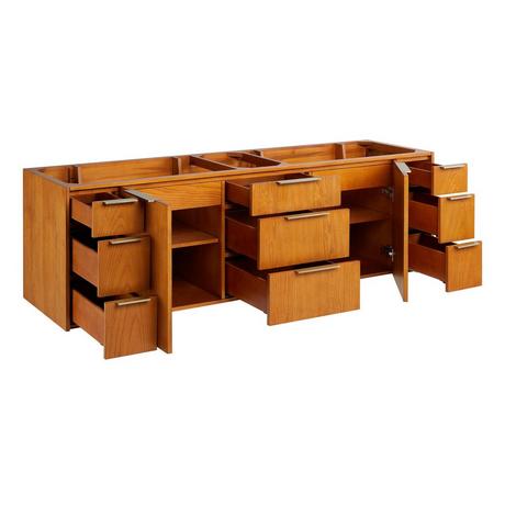 72" Dita Wall-Mount Double Vanity with Rectangular Undermount Sinks - Honey Oak