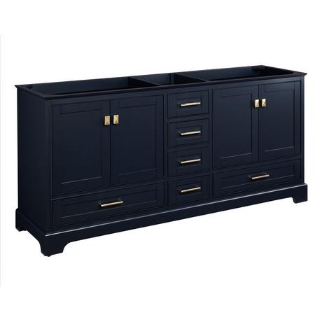 72" Quen Double Vanity With Rectangular Undermount Sinks - Midnight Navy Blue