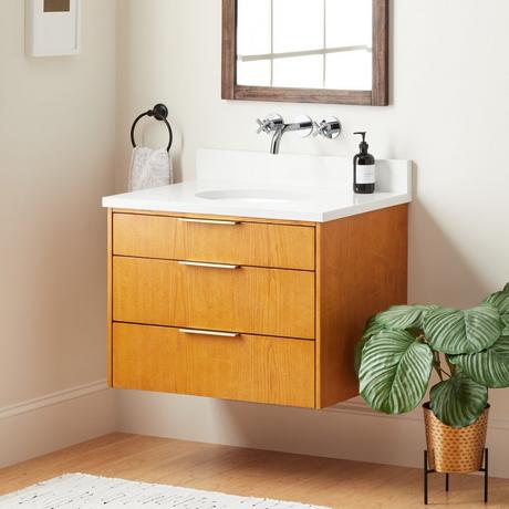 30" Dita Wall-Mount Vanity with Undermount Sink - Honey Oak