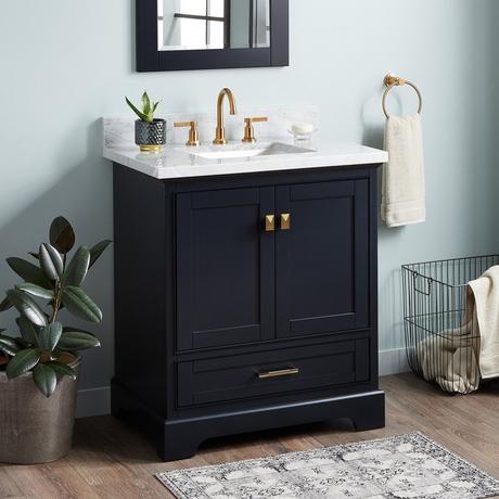 30" Quen Vanity With Rectangular Undermount Sink - Midnight Navy Blue