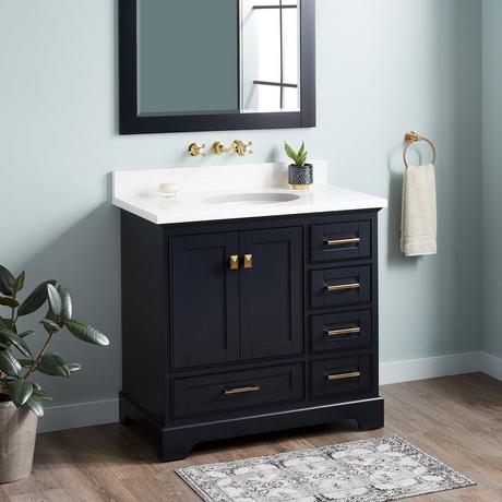 36" Quen Vanity With Undermount Sink - Midnight Navy Blue