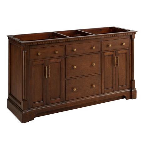 60" Claudia Double Vanity - Antique Coffee - Vanity Cabinet Only