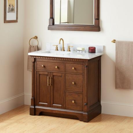 36" Claudia Vanity - Antique Coffee with Left Offset Rect Undermount Sink