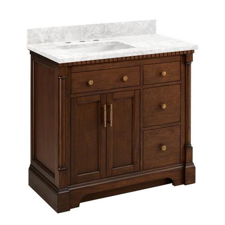 36" Claudia Vanity - Antique Coffee with Left Offset Rect Undermount Sink