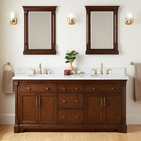 72" Claudia Double Vanity With Undermount Sinks - Antique Coffee