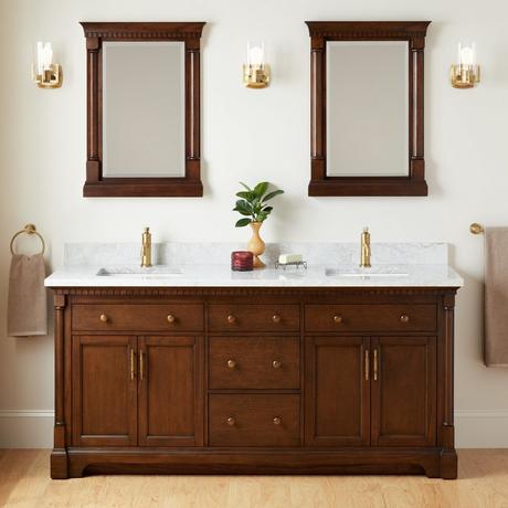 72" Claudia Double Vanity With Rectangular Undermount Sinks - Antique Coffee