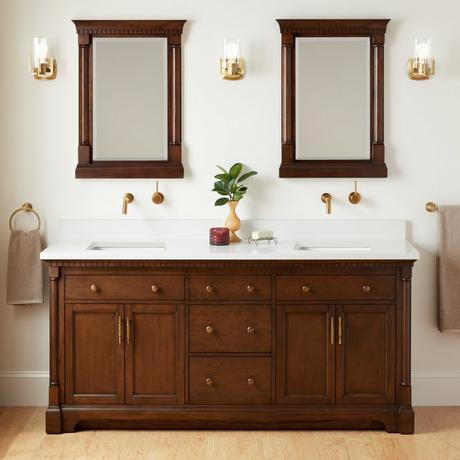 72" Claudia Double Vanity With Rectangular Undermount Sinks - Antique Coffee