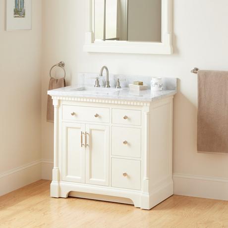 36" Claudia Vanity - White with Left Offset Rectangular Undermount Sink