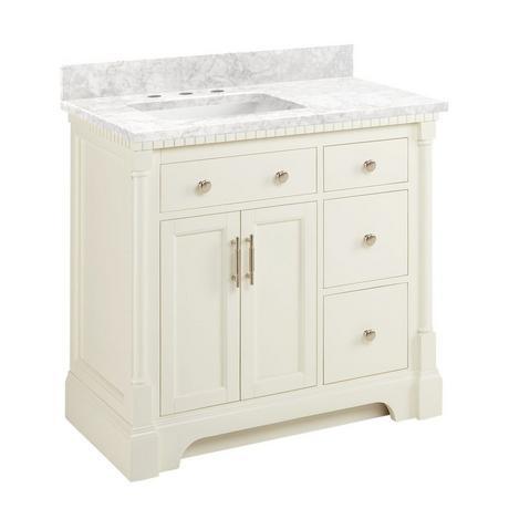 36" Claudia Vanity - White with Left Offset Rectangular Undermount Sink
