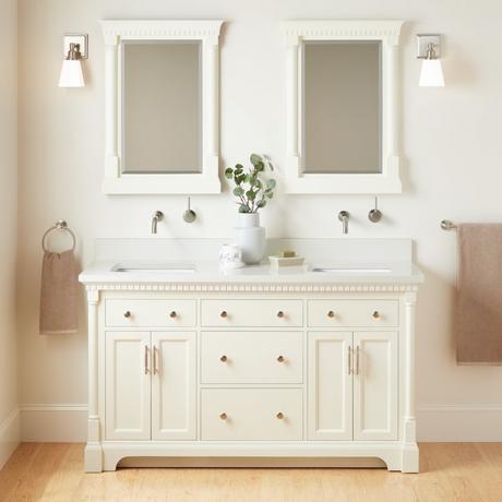 60" Claudia Double Vanity With Rectangular Undermount Sinks - White