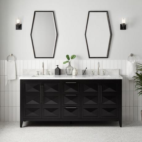 72" Holmesdale Vanity with Rectangular Undermount Sinks - Black