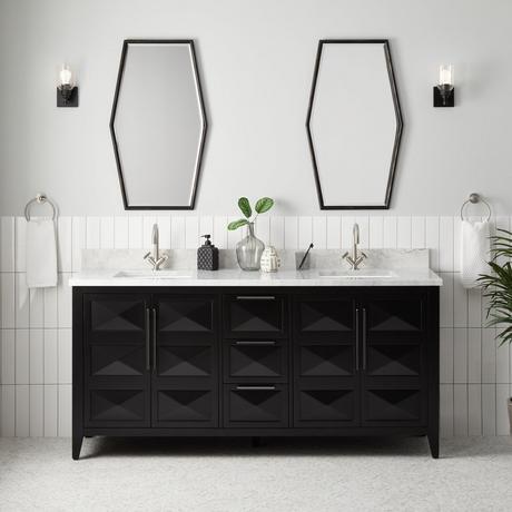 72" Holmesdale Vanity with Rectangular Undermount Sinks - Black